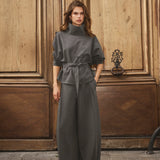 PriscillaCC Pleat Barrel Pant - Mid Grey