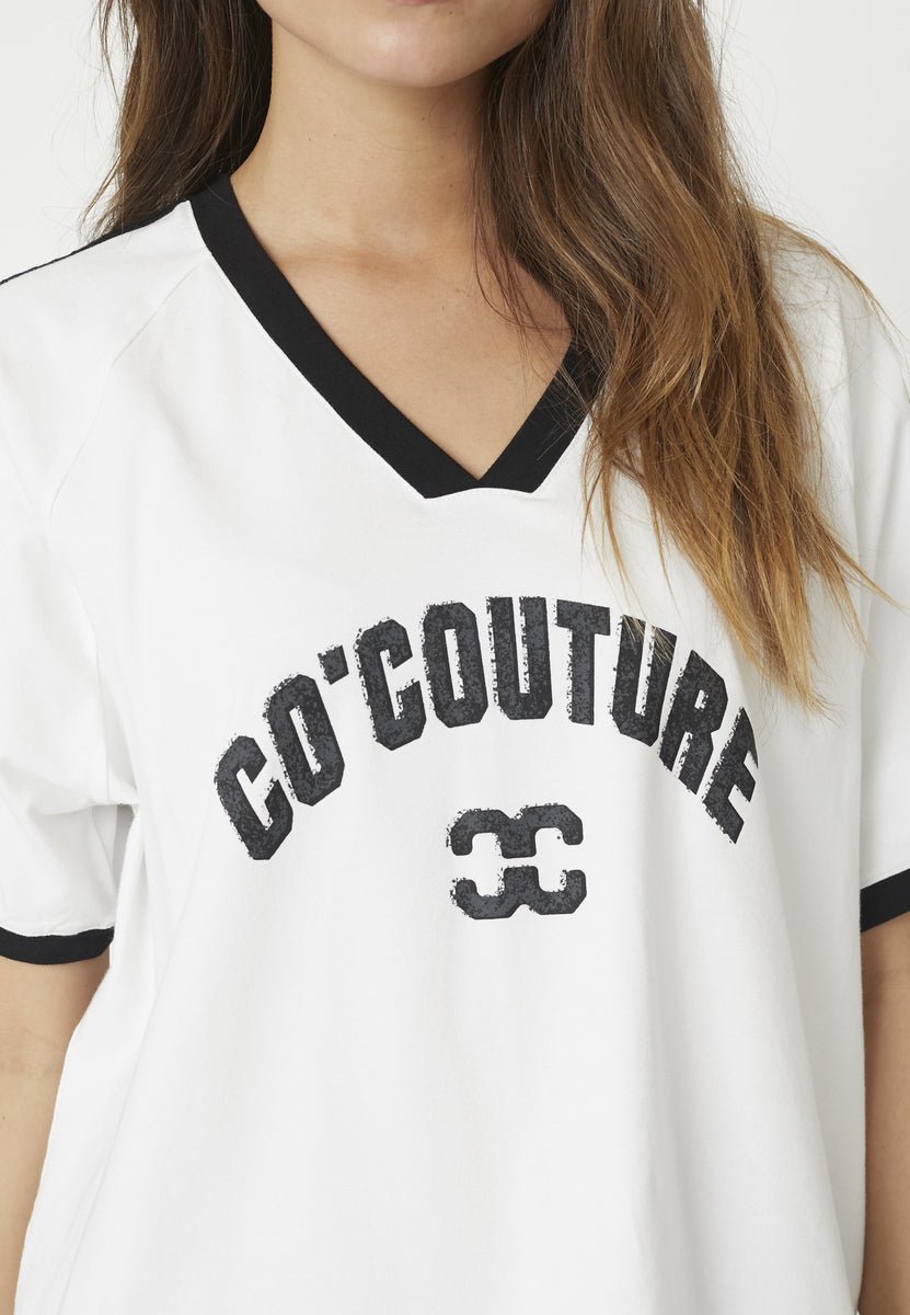 AvanaCC Oversize Sporty V - Tee - White - Co'couture