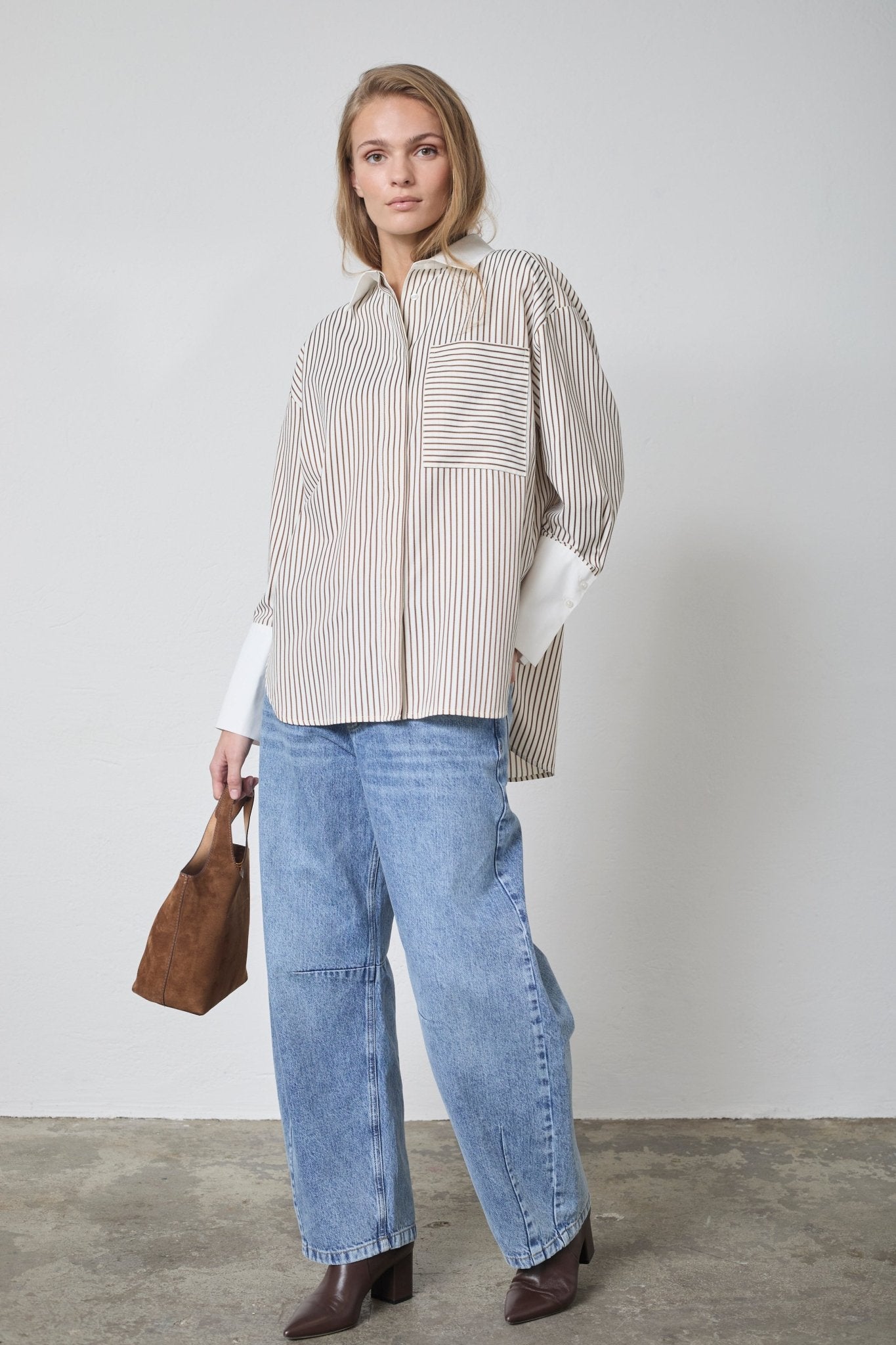 AvaraCC Stripe Shirt - Bone/Brown - Co'couture
