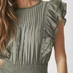 CallumCC Frill Pintuck Dress - Army - Co'couture