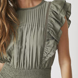 CallumCC Frill Pintuck Dress - Army - Co'couture