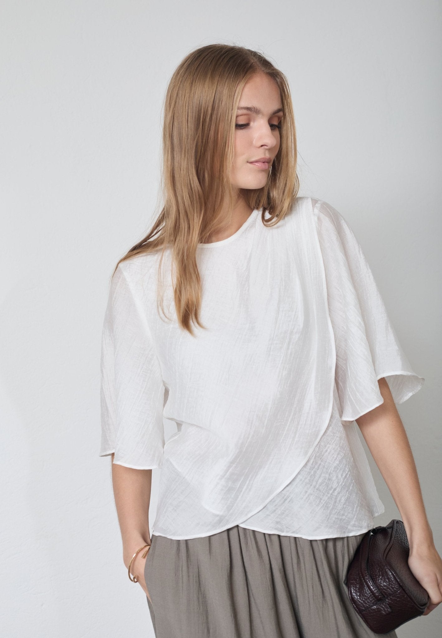 ConnyCC Drape SS Blouse - White - Co'couture