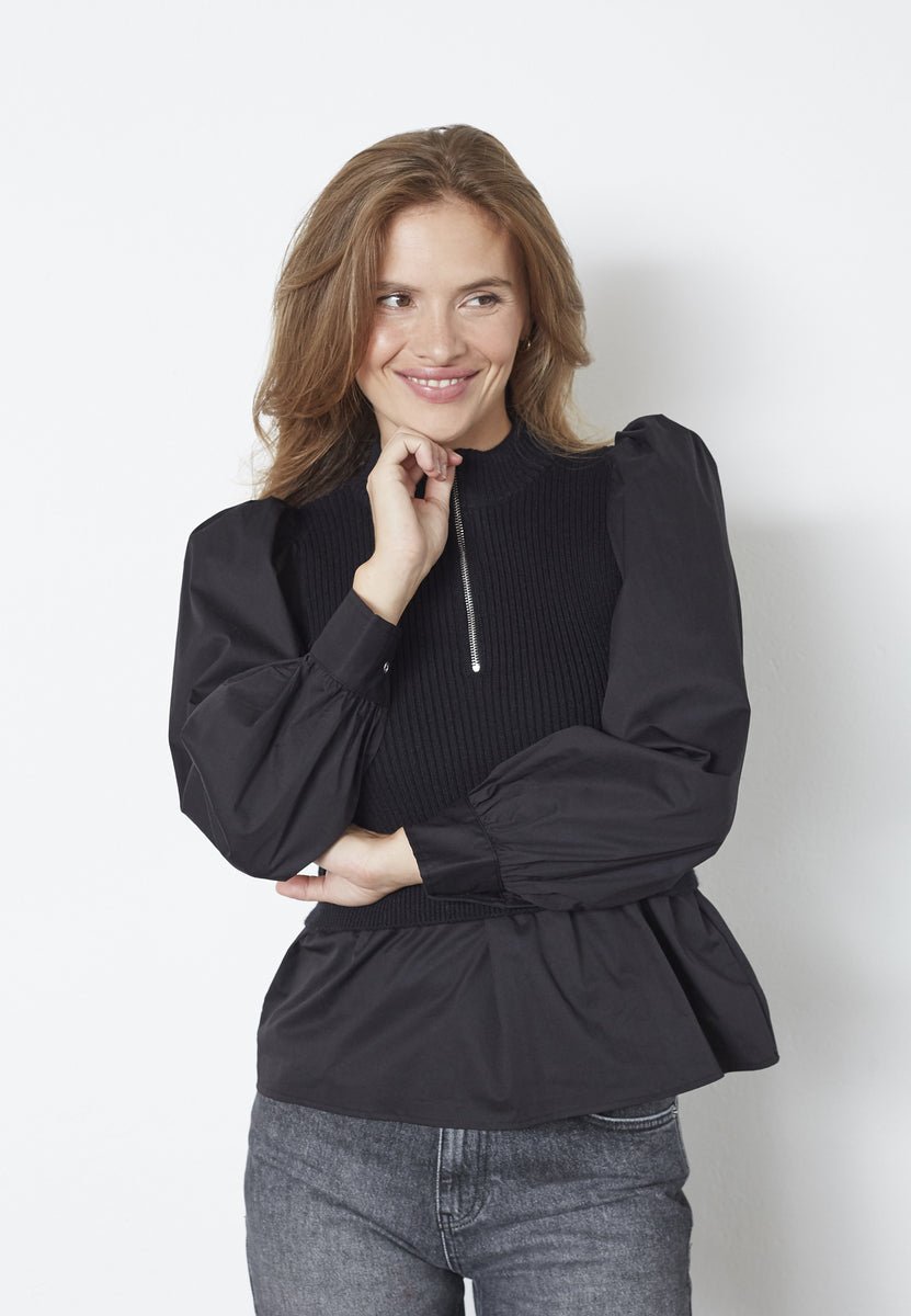 ElisabethCC Mix Zip Knit - Black - Co'couture