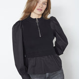 ElisabethCC Mix Zip Knit - Black - Co'couture