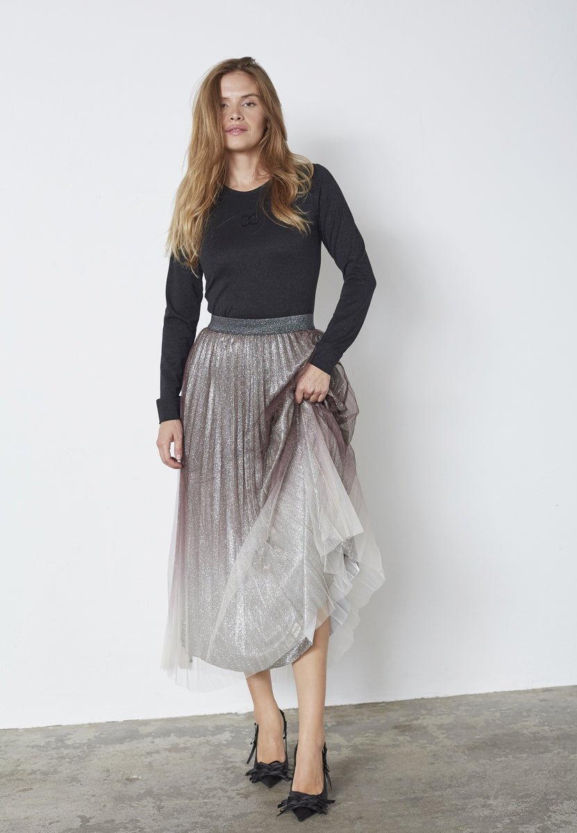 GlitterCC Plissé Skirt - Dark Brown - Co'couture