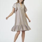 HeraCC Crop SS Frill Dress - Walnut - Co'couture