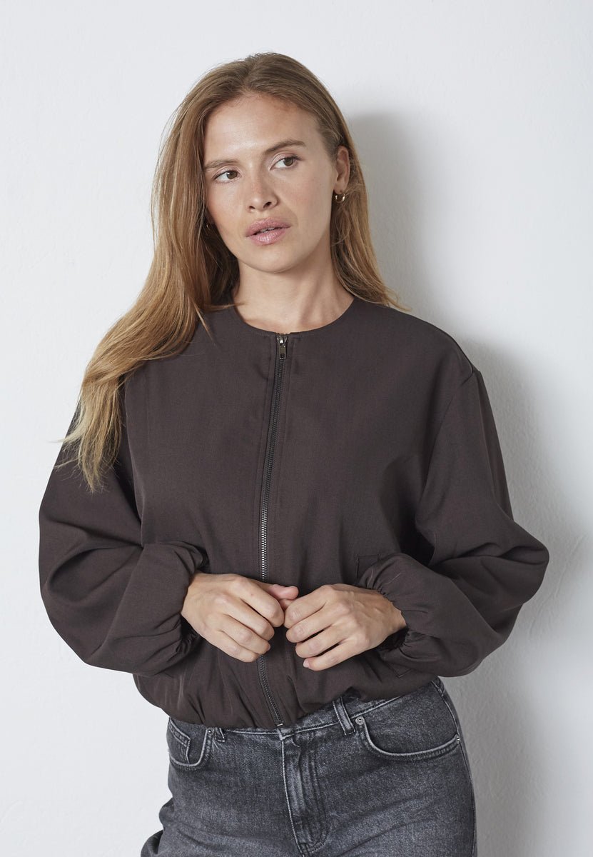 LunaCC Balloon Zip Jacket - Dark Brown - Co'couture