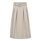 LunaCC Belt Midi Pleat Skirt - Taupe - Co'couture