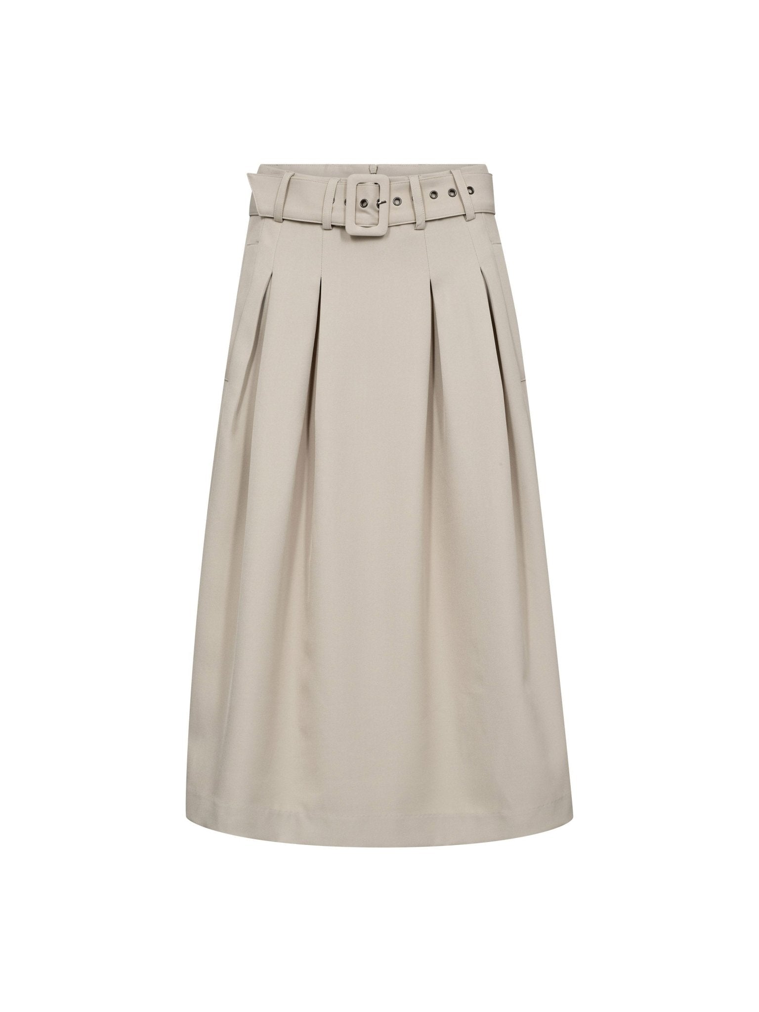 LunaCC Belt Midi Pleat Skirt - Taupe - Co'couture