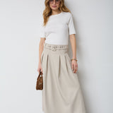 LunaCC Belt Pleat Skirt - Taupe - Co'couture