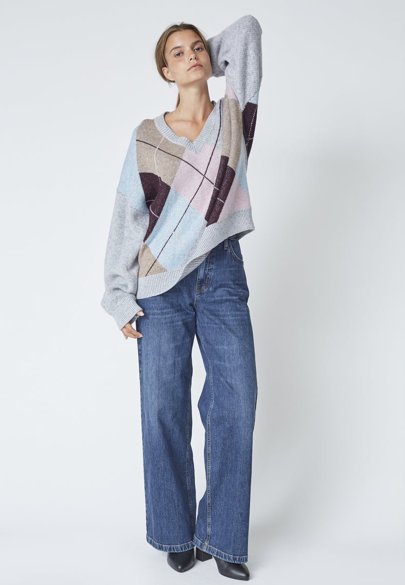 MajaCC Check V - Knit - Mid Grey - Co'couture