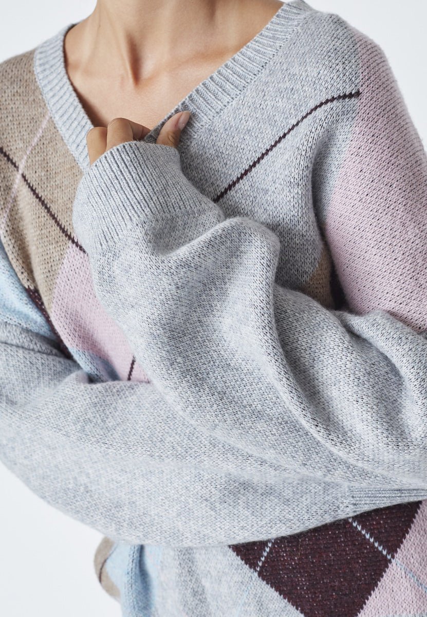 MajaCC Check V - Knit - Mid Grey - Co'couture