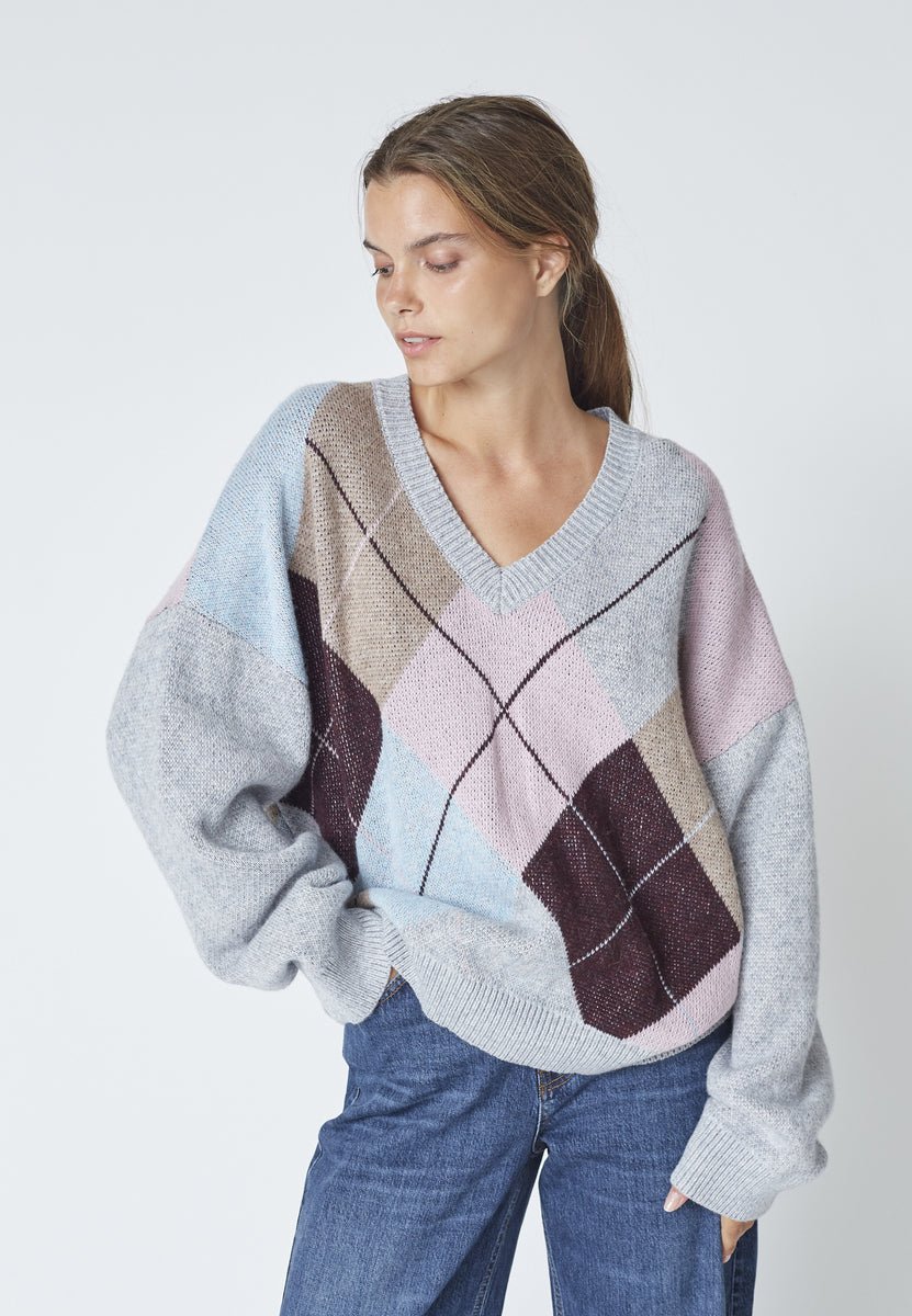 MajaCC Check V - Knit - Mid Grey - Co'couture