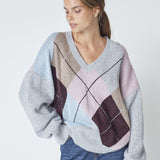 MajaCC Check V - Knit - Mid Grey - Co'couture