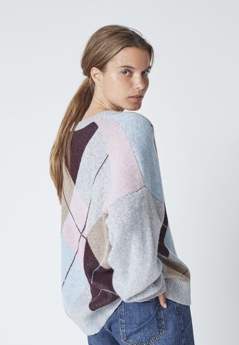 MajaCC Check V - Knit - Mid Grey - Co'couture