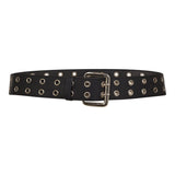 PhoebeCC Leather Eyelet Belt - Black - Co'couture