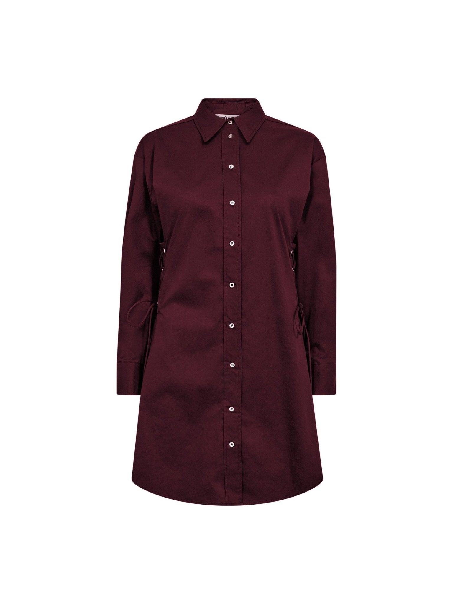PoppyCC Eyelet Tie Shirt Dress - Winered - Co'couture