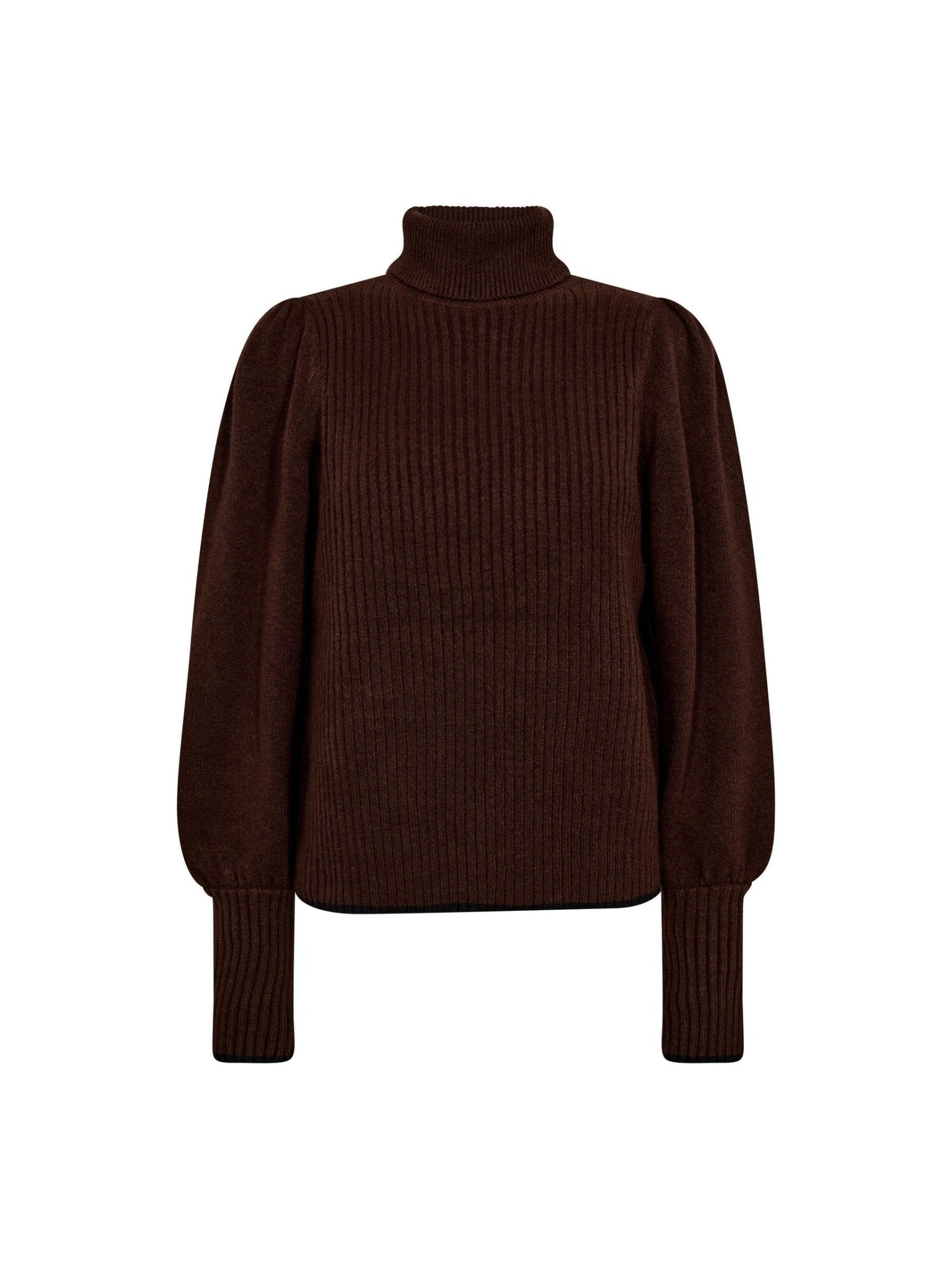 RowCC Puff Rib Roll Neck - Dark Brown - Co'couture