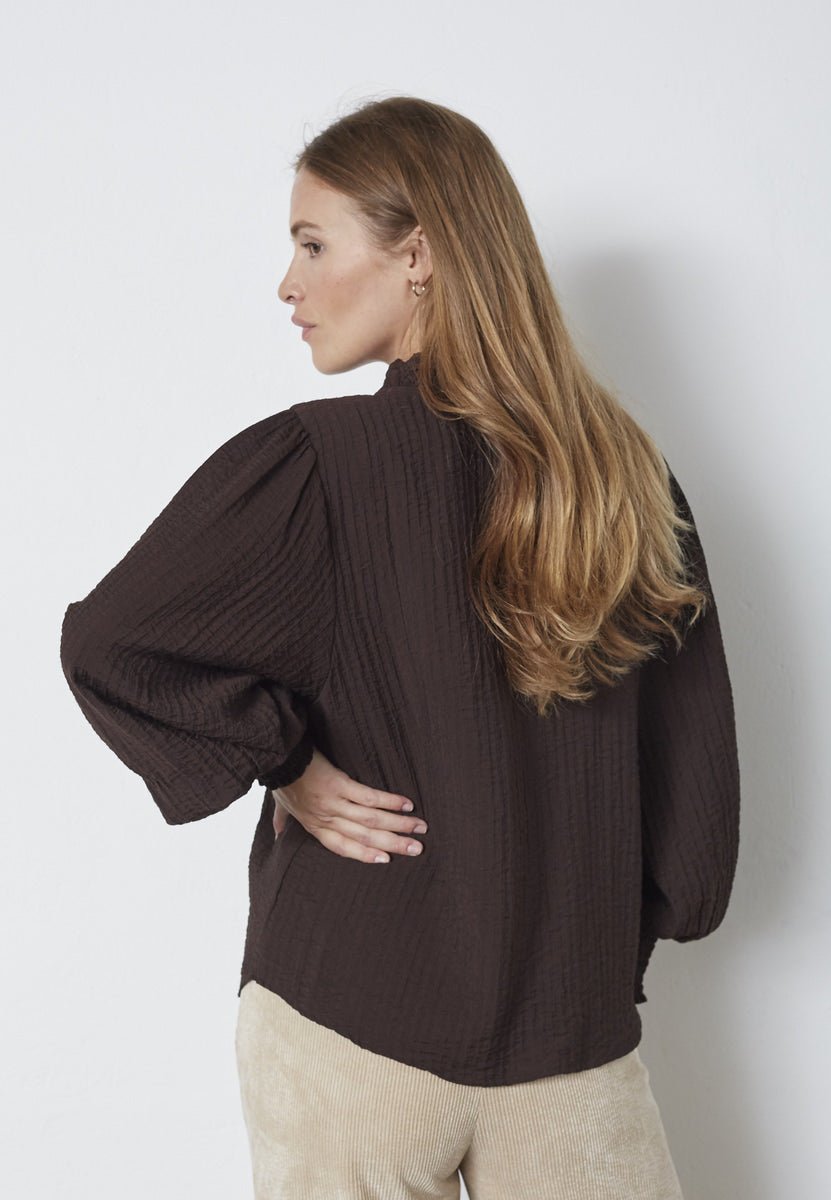 ShinaCC Frill LS Shirt - Dark Brown - Co'couture