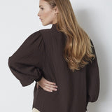 ShinaCC Frill LS Shirt - Dark Brown - Co'couture