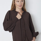 ShinaCC Frill LS Shirt - Dark Brown - Co'couture