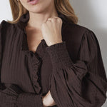 ShinaCC Frill LS Shirt - Dark Brown - Co'couture