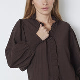 ShinaCC Frill LS Shirt - Dark Brown - Co'couture
