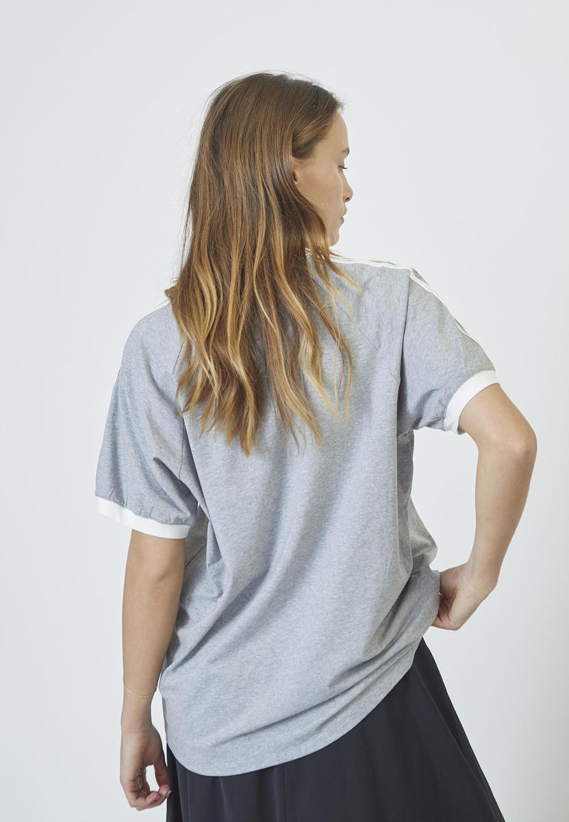 SiaraCC Oversize Sporty V - Tee - GreyMelangeOffWhite - Co'couture