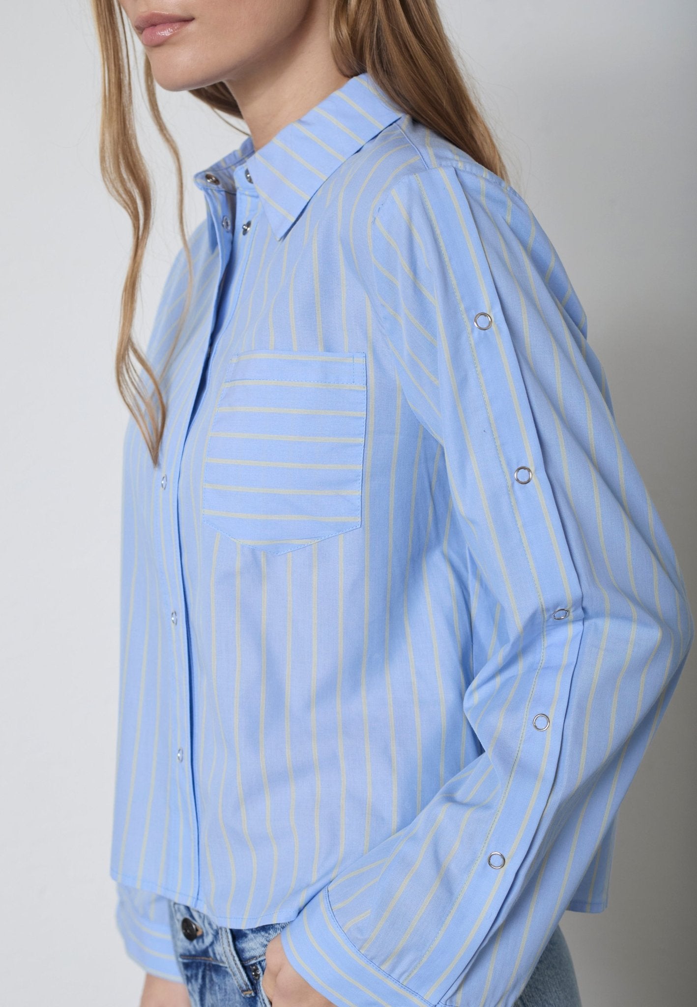 SimoCC Stripe Button Shirt - Pale Blue - Co'couture