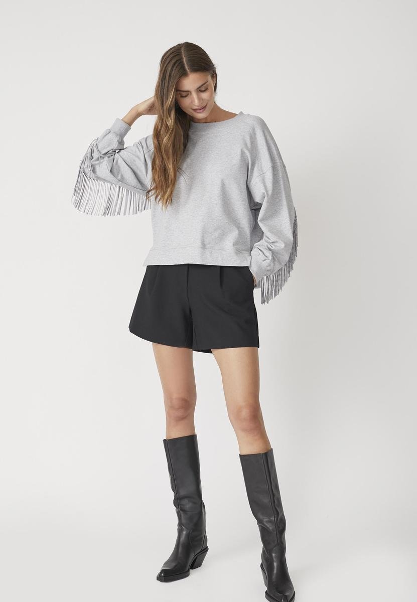 StudCC Fringe Sweat - Light Grey - Co'couture