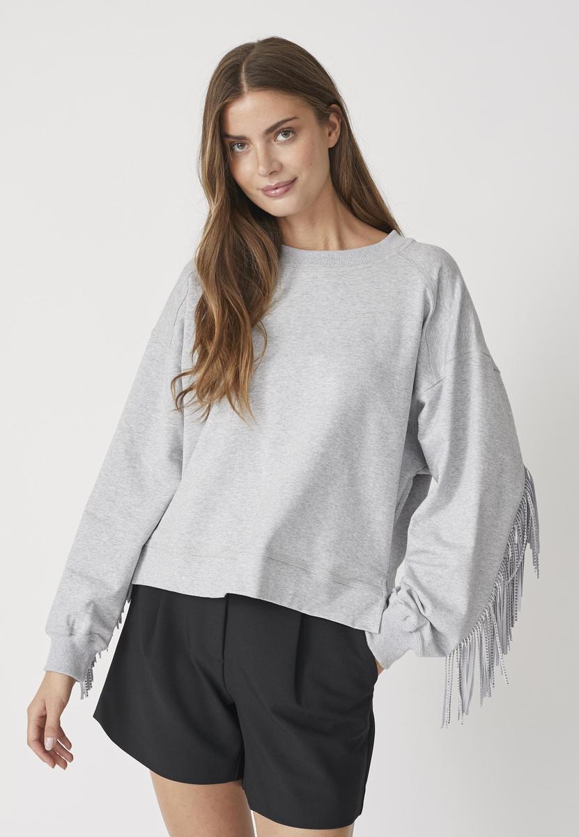 StudCC Fringe Sweat - Light Grey - Co'couture