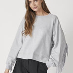 StudCC Fringe Sweat - Light Grey - Co'couture