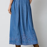TillyCC Pleat Emb Skirt - Denim blue - Co'couture
