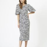 ZionCC Zebra Puff Dress - OffWhite - Black - Co'couture